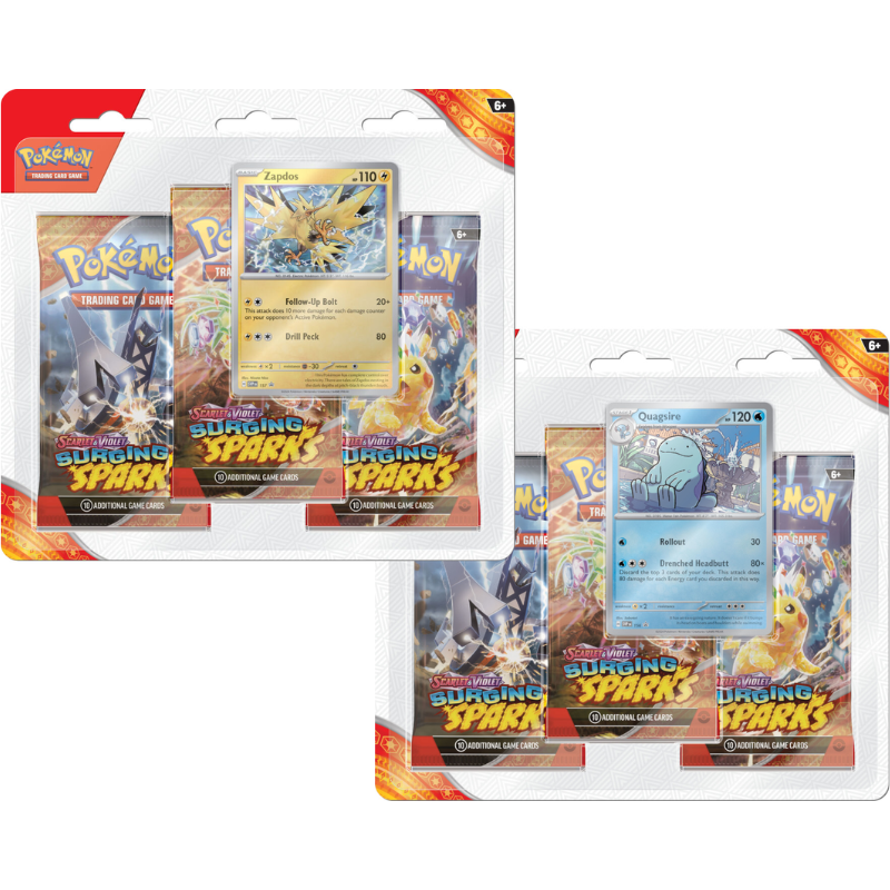 Pokemon English Sv08 Surging Sparks Cards Live Opening 3 Pack Blister Set Of 2 Collectibles /