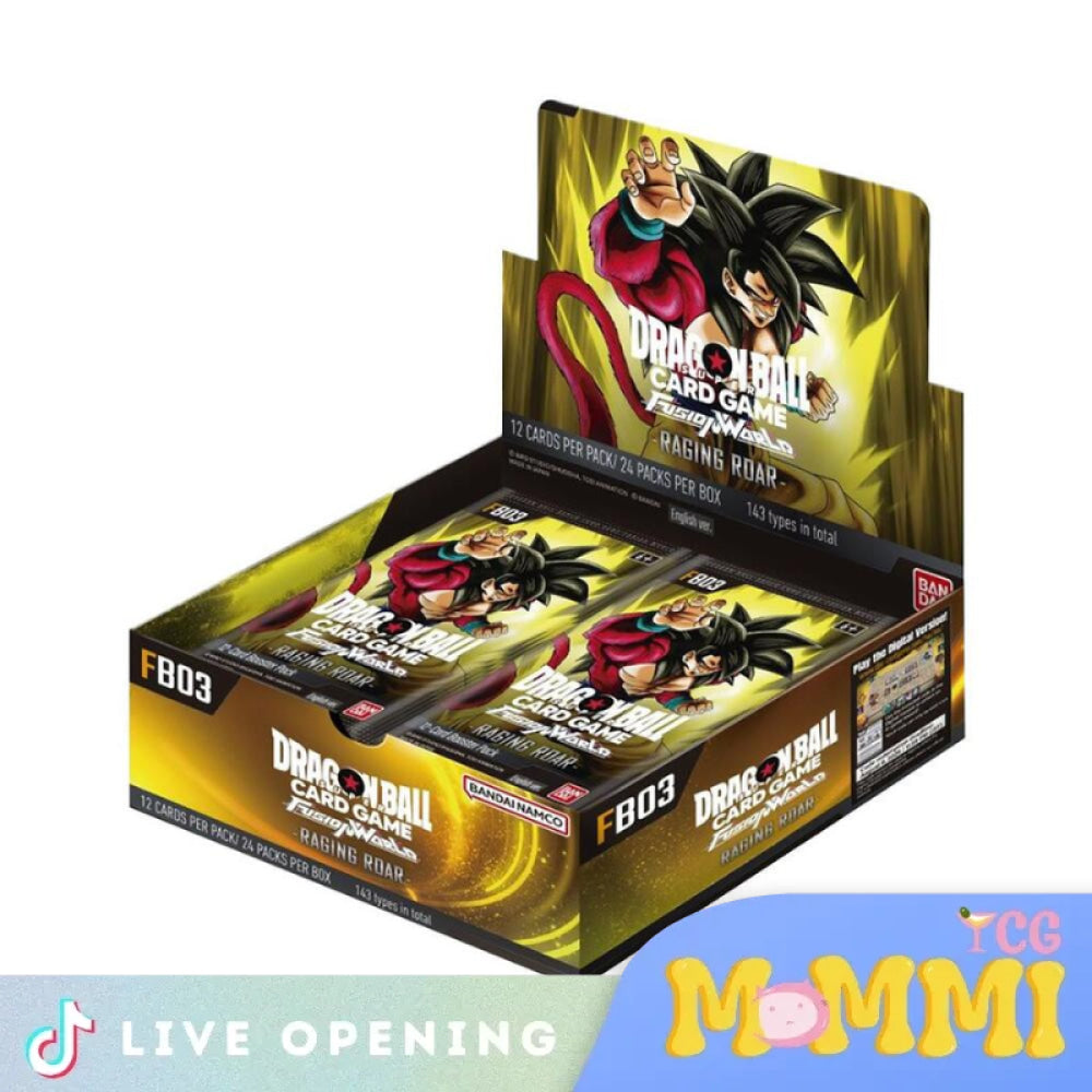 Bandai Dragon Ball Super English Fb03 Fusion World Raging Roar Cards Live Opening Booster Box