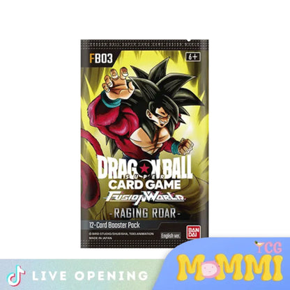 Bandai Dragon Ball Super English Fb03 Fusion World Raging Roar Cards Live Opening Booster Pack - 6