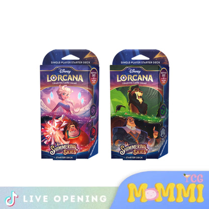 Disney Lorcana Shimmering Skies Cards Live Opening @Mommitcg Starter Deck Of 1 Card Games